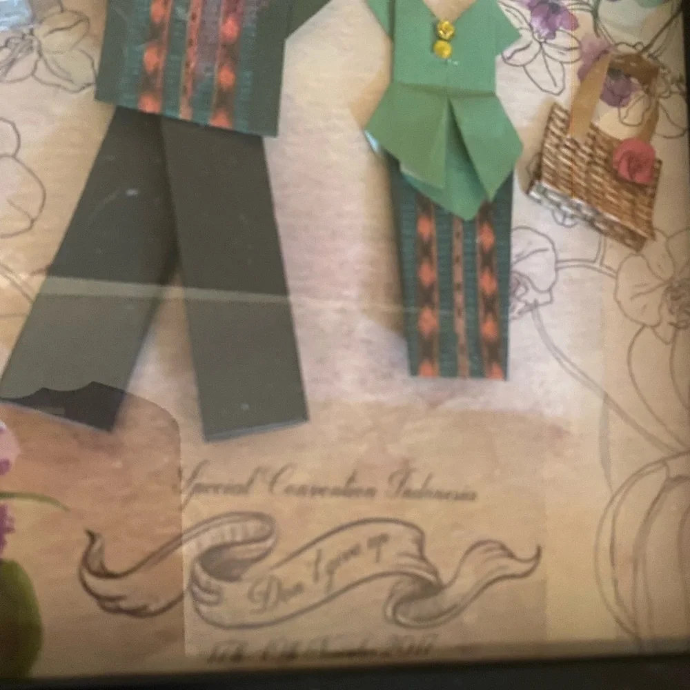 Handcrafted Paper Outfit Wall Art - Green and Black